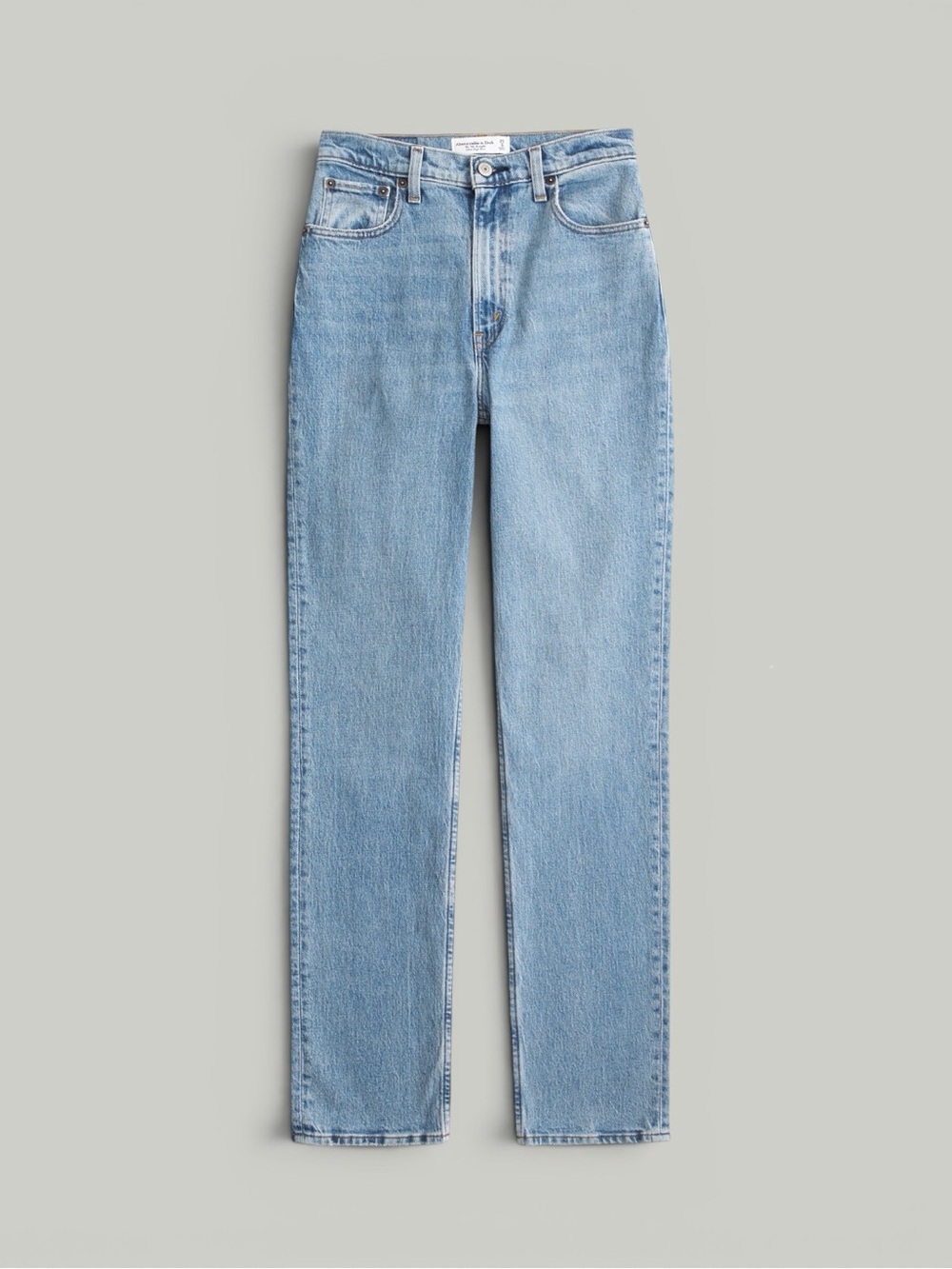 Abercrombie & Fitch Curve Love Medium Blue Ultra High Rise 90s Straight Jeans